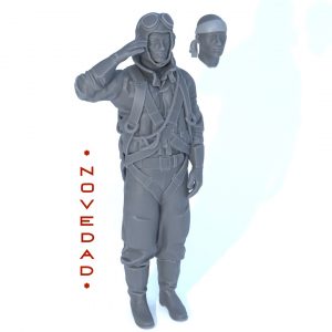 Piloto japonés WWII de pie saludando